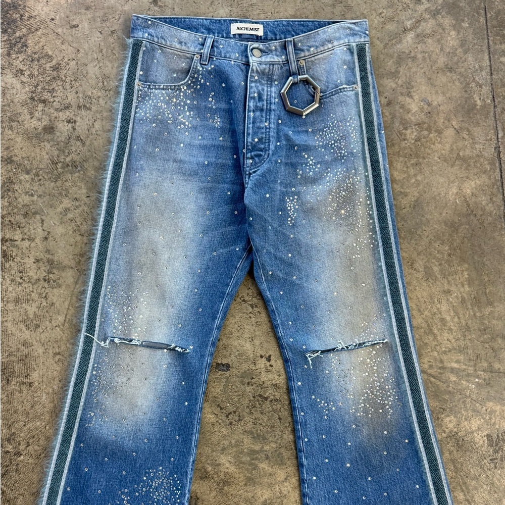 Men's Blue Distressed Skinny Jeans
